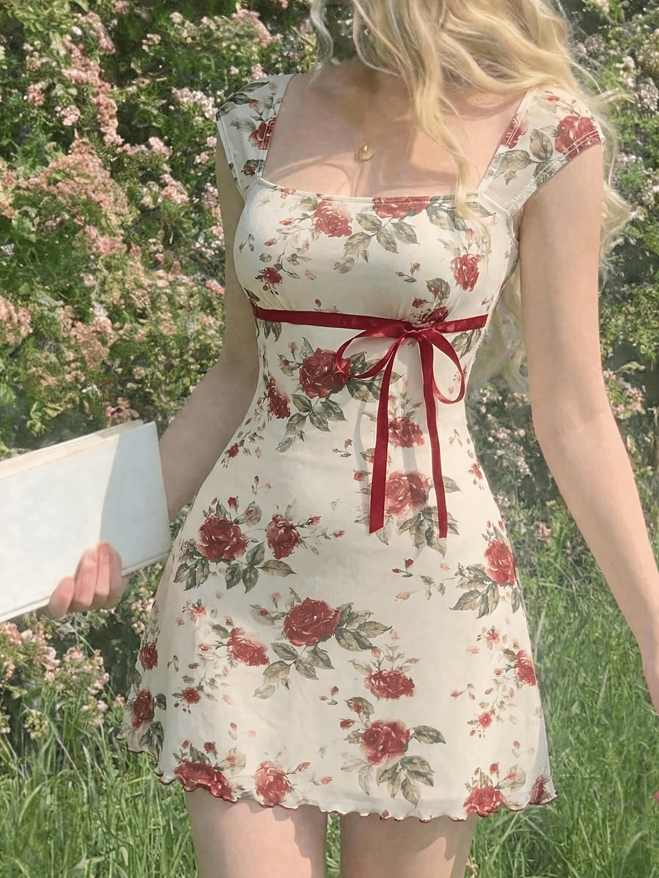 Floral Square-Neck Mini Dress