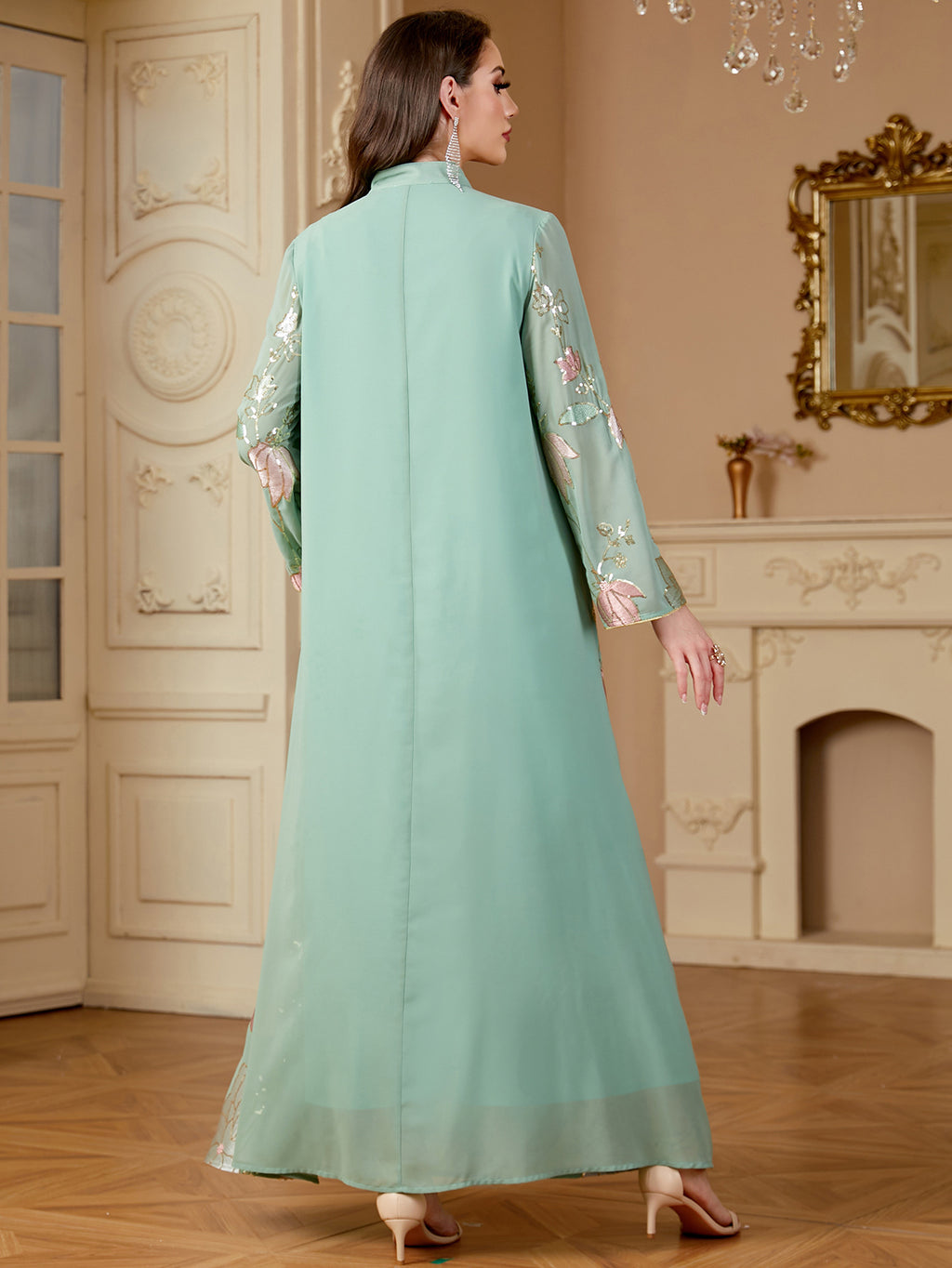 Sequin Embroidered Tassel Robe Maxi Dress