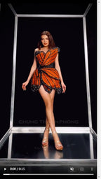 Beaded Patchwork Asymmetric Mini Dress for Women