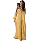 Shiny Satin Belted Maxi Dress