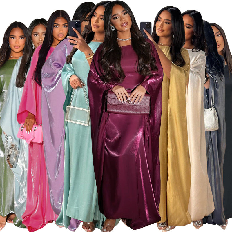 Shiny Satin Belted Maxi Dress Secondary image