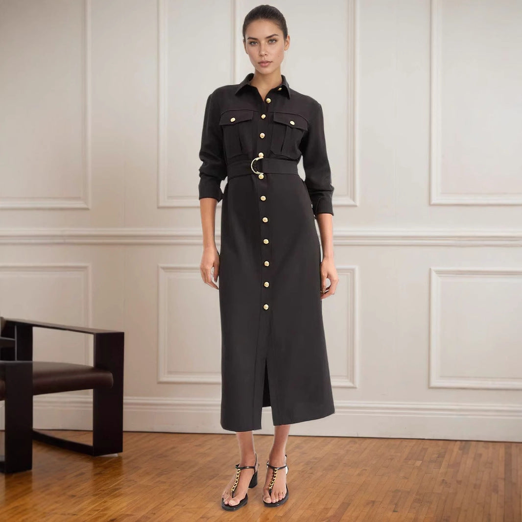 Black Button-Front Shirt Maxi Dress Secondary image