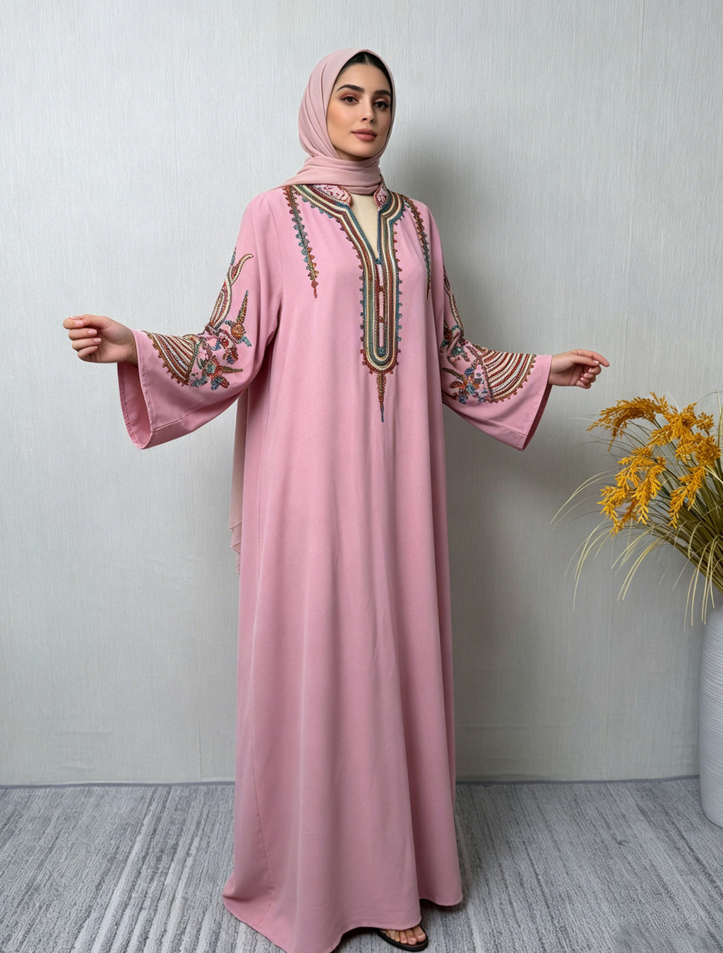 Embroidered Robe Dress