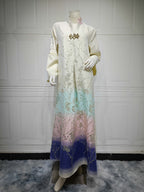 Embroidered Lace-Up Maxi Dress