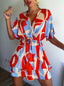 Printed Resort Mini Dress, Tie Back