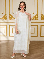Gold-Print Chiffon Maxi Dress