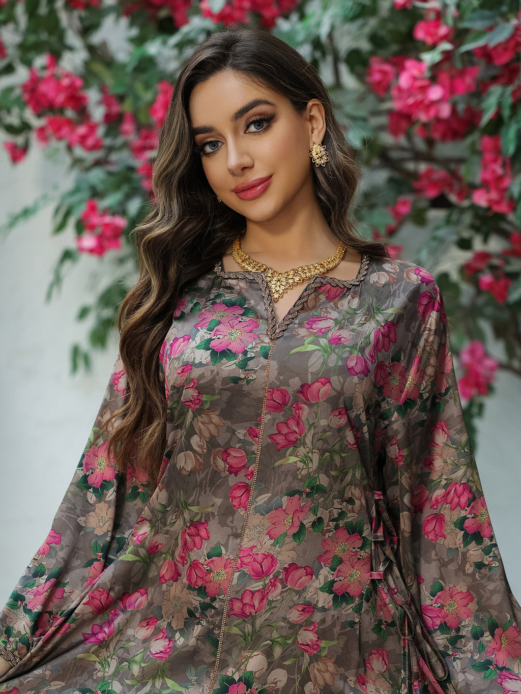 Printed Rhinestone Maxi Dress