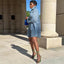 Turn-Down Collar Denim Dress, Long Sleeve