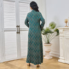 V-Neck Long-Sleeve Maxi Dress