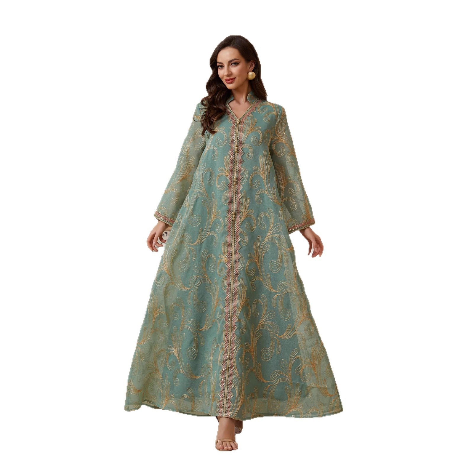 Women's long sleeved embroidered dress