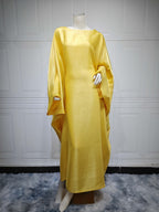 Shiny Satin Belted Maxi Dress
