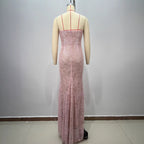 Boned Beaded One-Shoulder Sequin Gown for Women