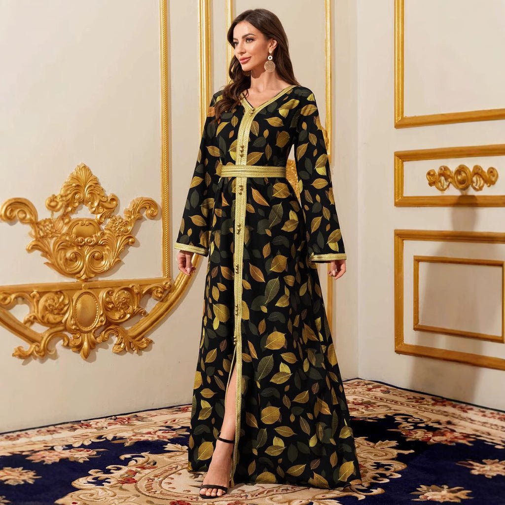 Long-Sleeve Printed Maxi Dress