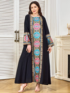 Round-Neck Embroidered Sequin Maxi Dress