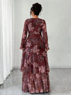 Plus-Size Floral Chiffon Maxi Dress