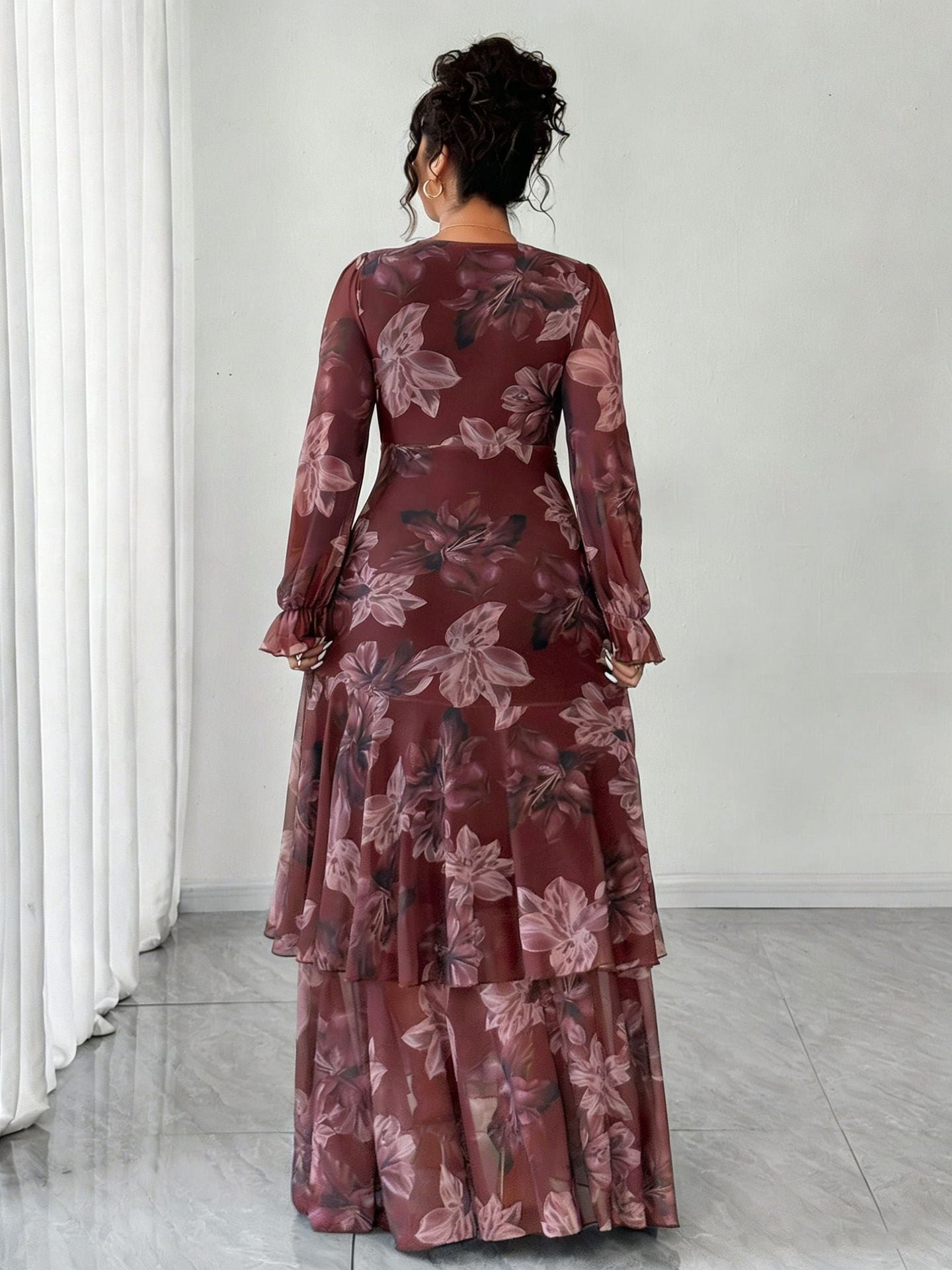 Plus-Size Floral Chiffon Maxi Dress