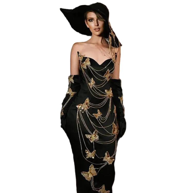 Butterfly Maxi Dress for women with sleeveless Main image