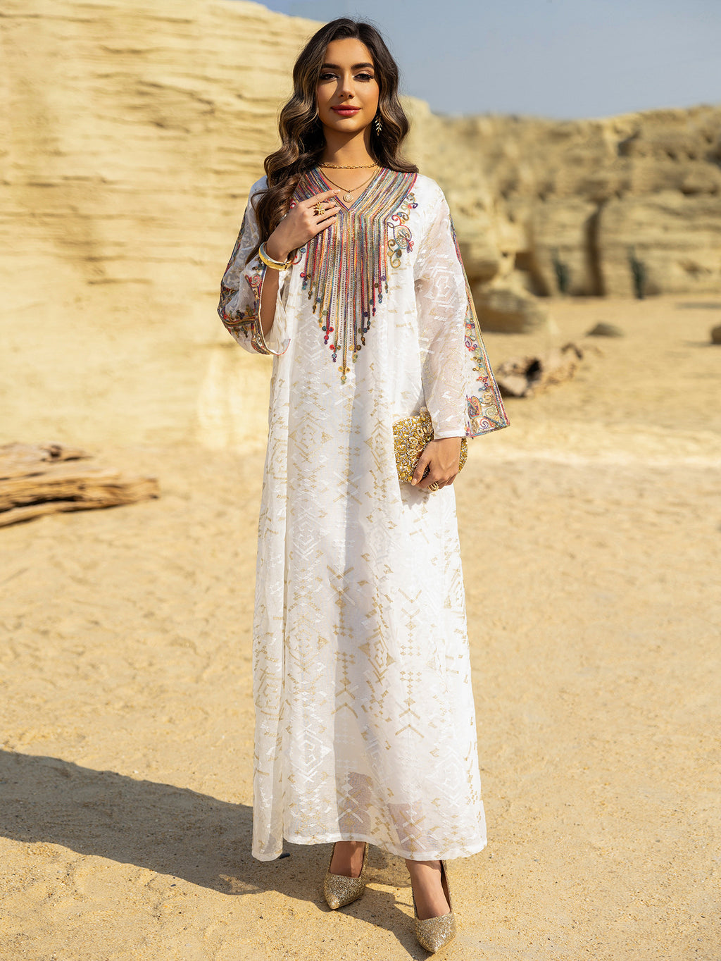 Embroidered Applique Maxi Dress