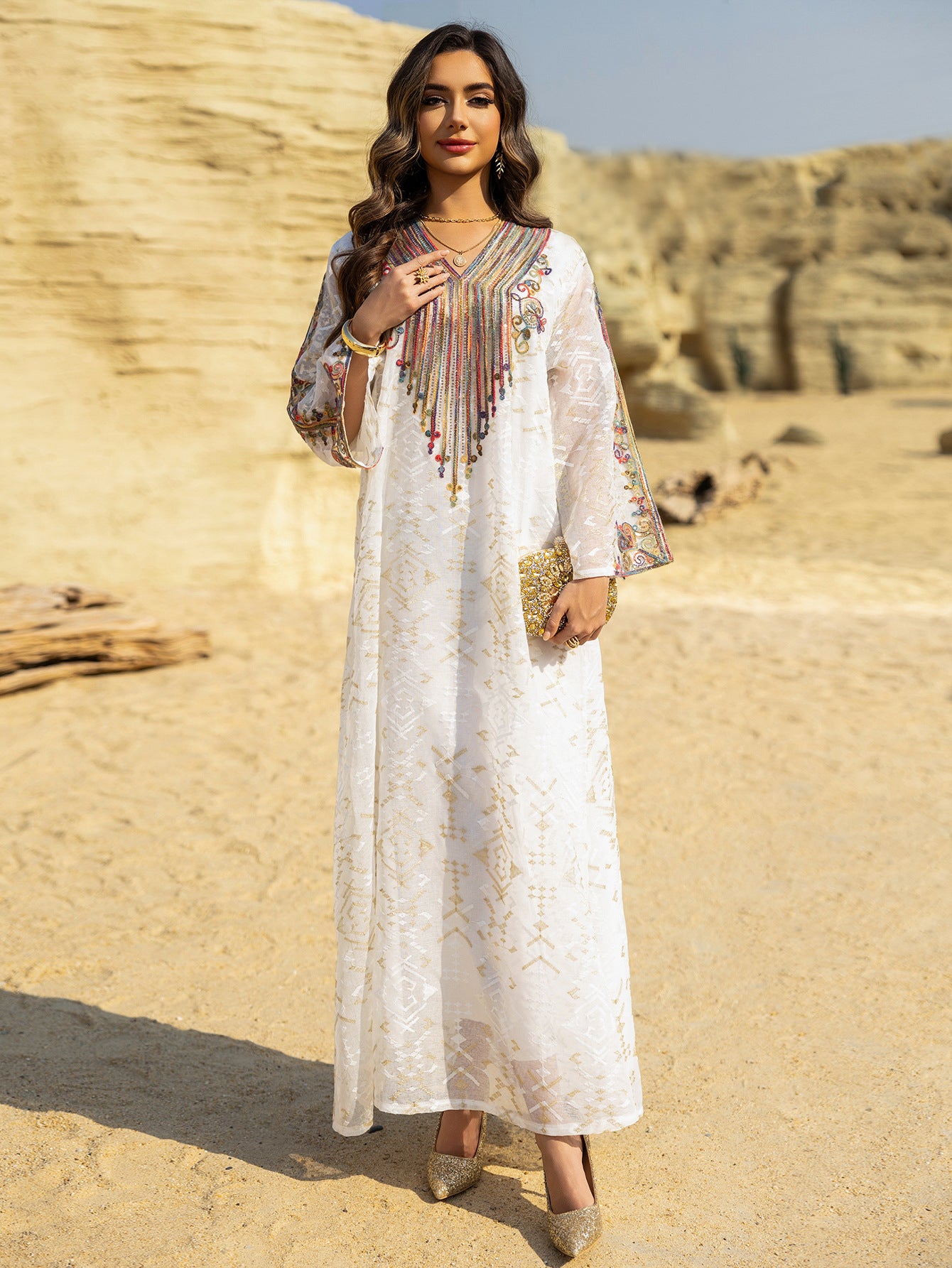 Embroidered Applique Maxi Dress