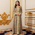 Long-Sleeve Lace Maxi Dress with Belt