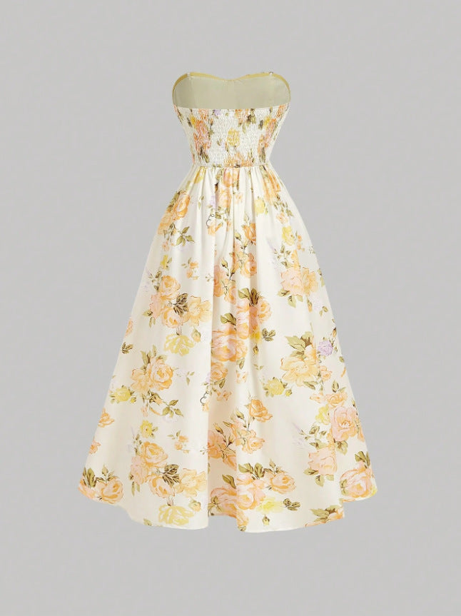 Yellow A-Line Midi Dress
