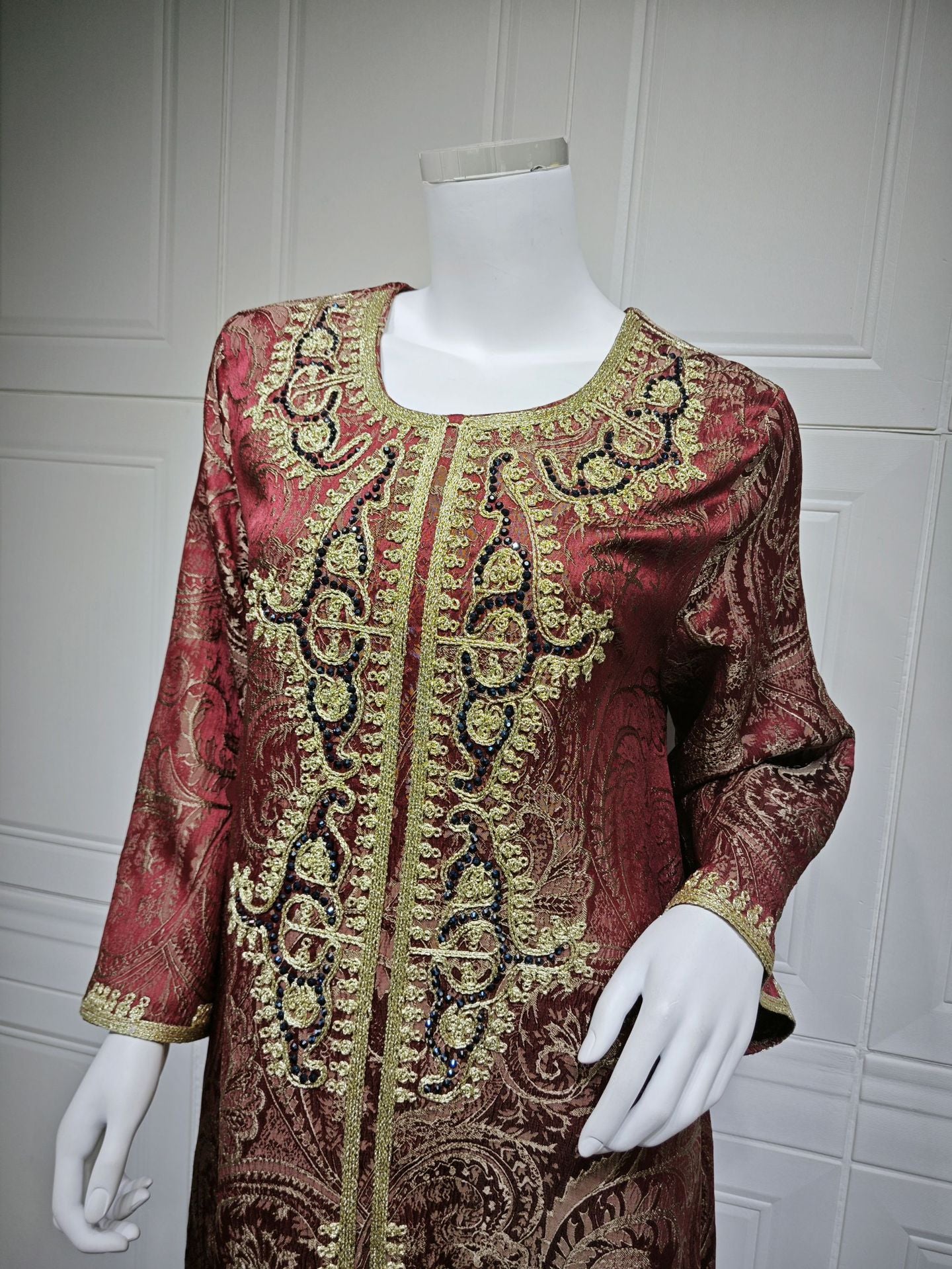 Lace-Up Kaftan Maxi Dress
