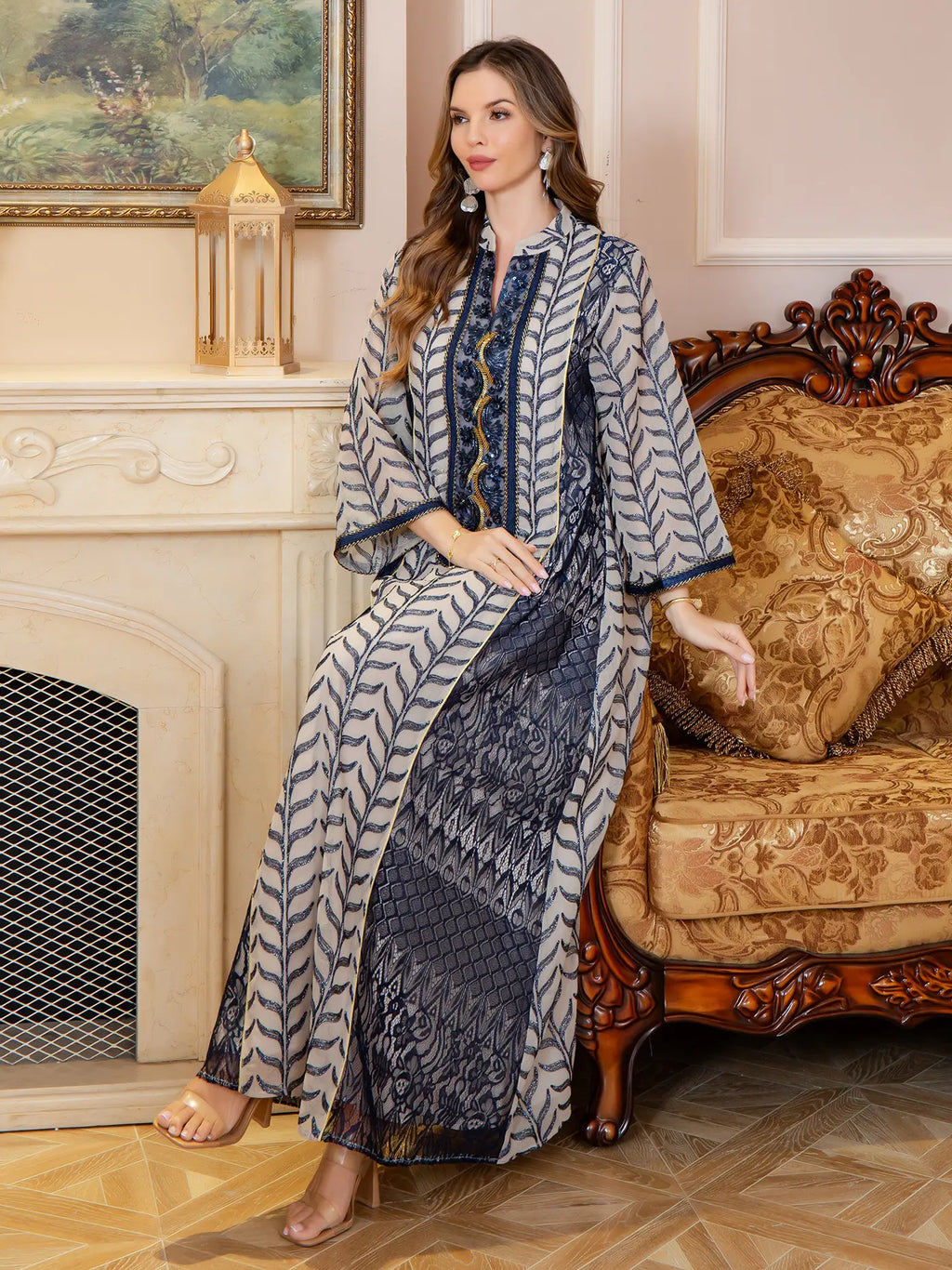 Mesh Embroidered Maxi Dress