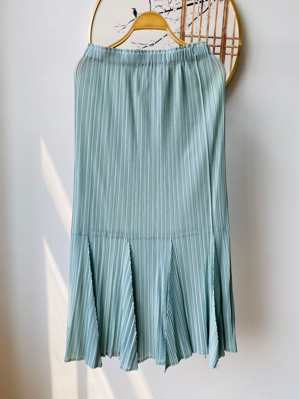 Pleated A-Line Fishtail Maxi Skirt for Women, One Size