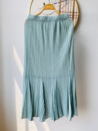 Pleated Fishtail A-Line Maxi Skirt for Women, One Size