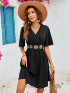 Flutter sleeve mini dress in black, feminine A-line dress by Vilmere
