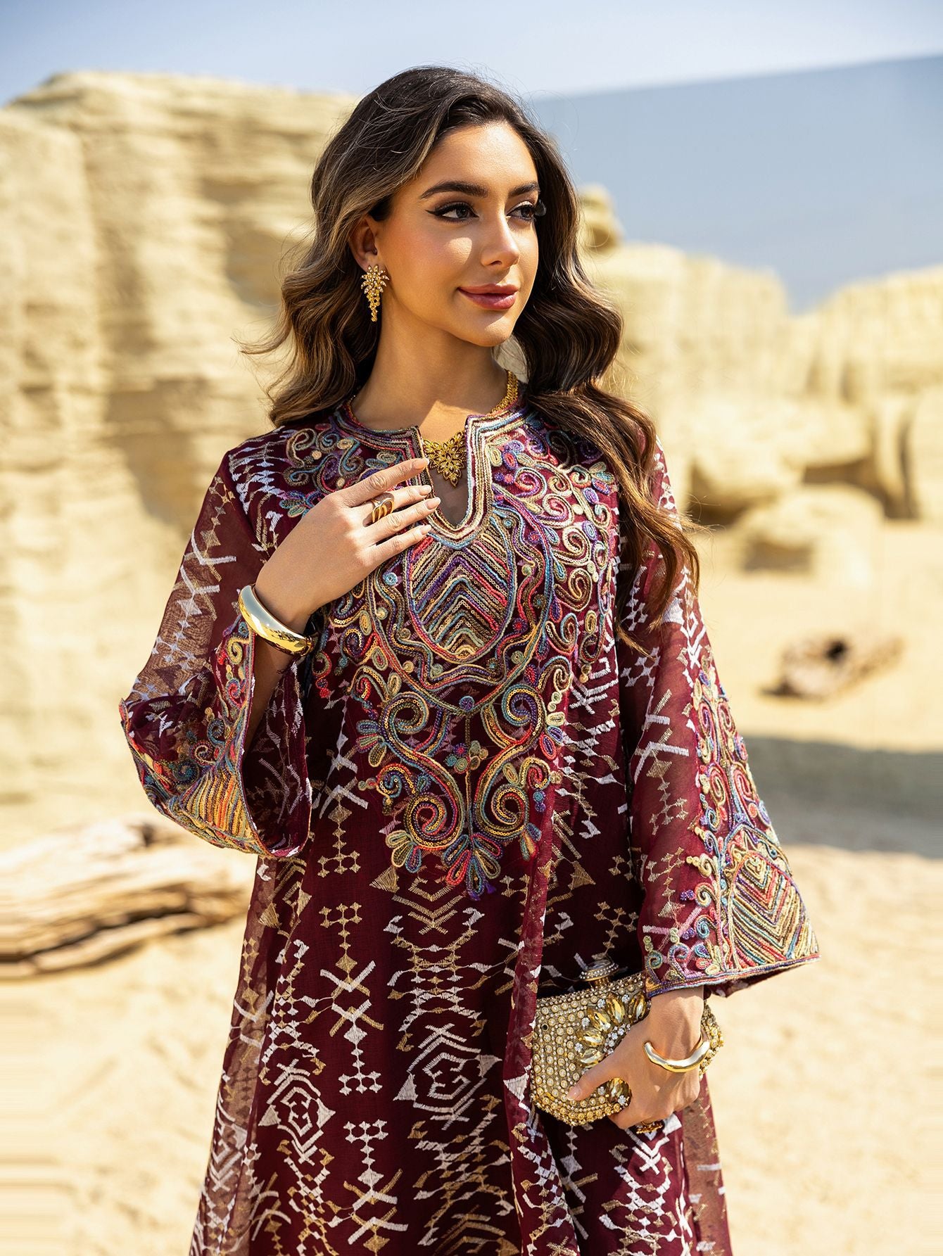 Mesh Patchwork Maxi Dress