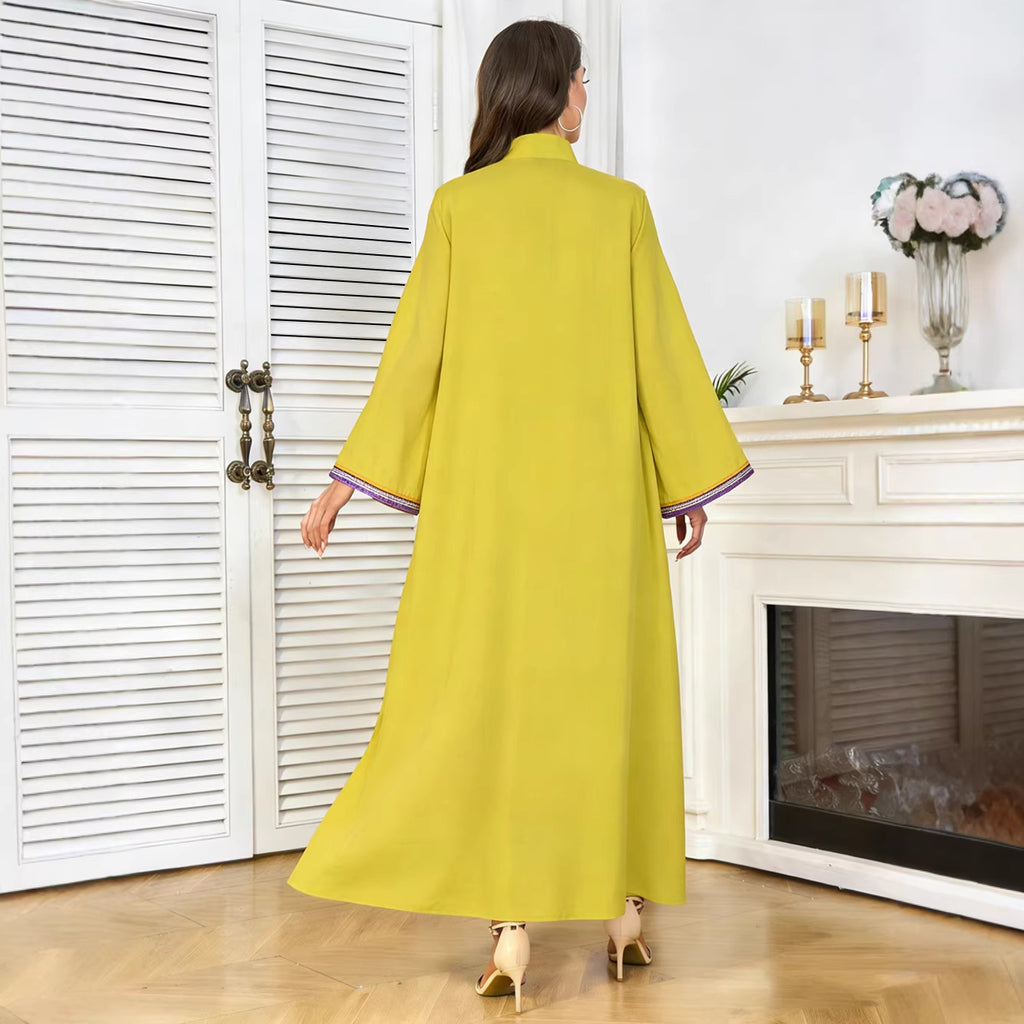 V-Neck Tassel Long-Sleeve Maxi Dress