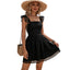 Backless Black Midi Dress, A-Line Cut-Out