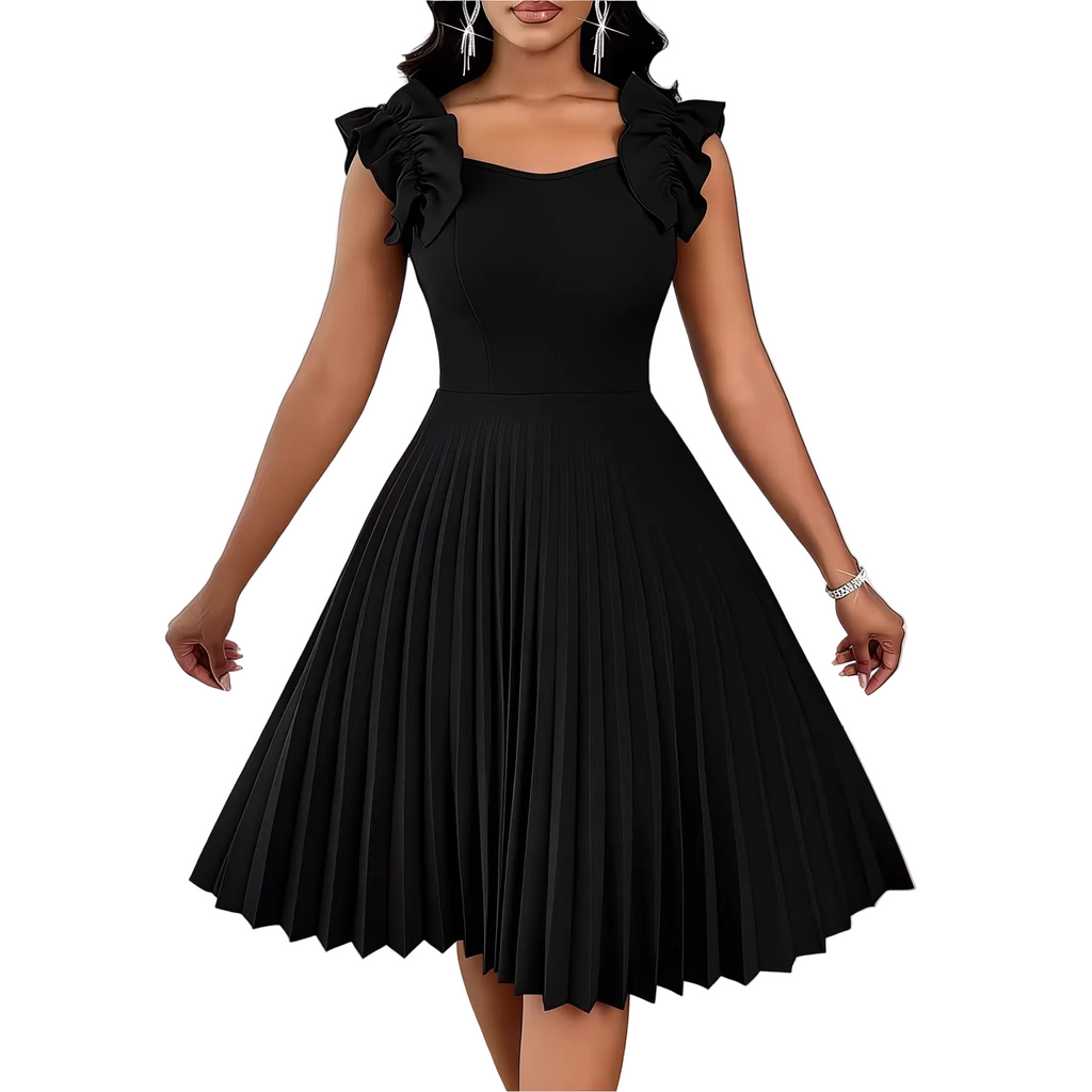 Plus-Size Pleated Square-Neck Dress for women