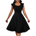 Plus-Size Pleated Square-Neck Dress for women