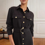 Black Button-Front Shirt Dress
