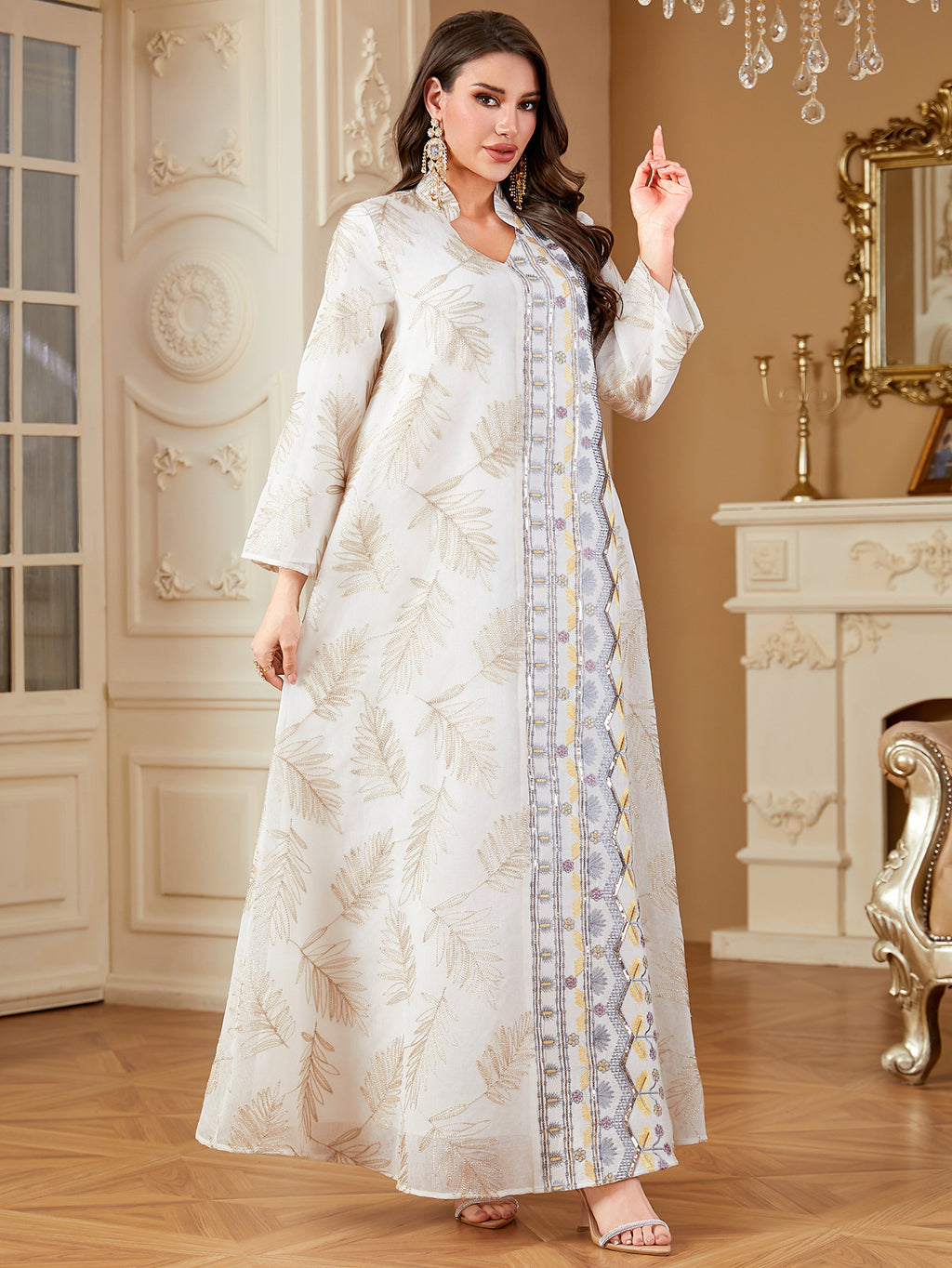 White Embroidered Robe Maxi Dress