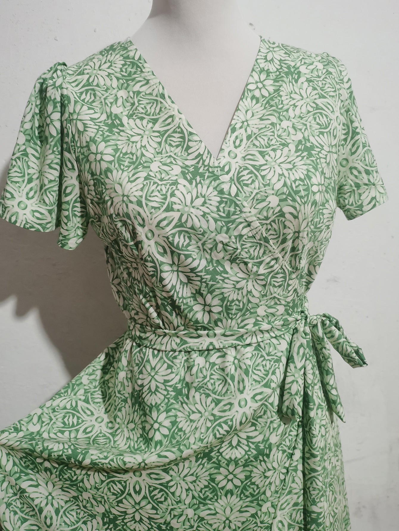 Floral V-Neck Irregular-Hem Maxi Dress