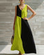 Color-Block Halter Maxi Dress