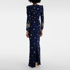 Slim-Fit Round-Neck Formal Maxi Dress for Women