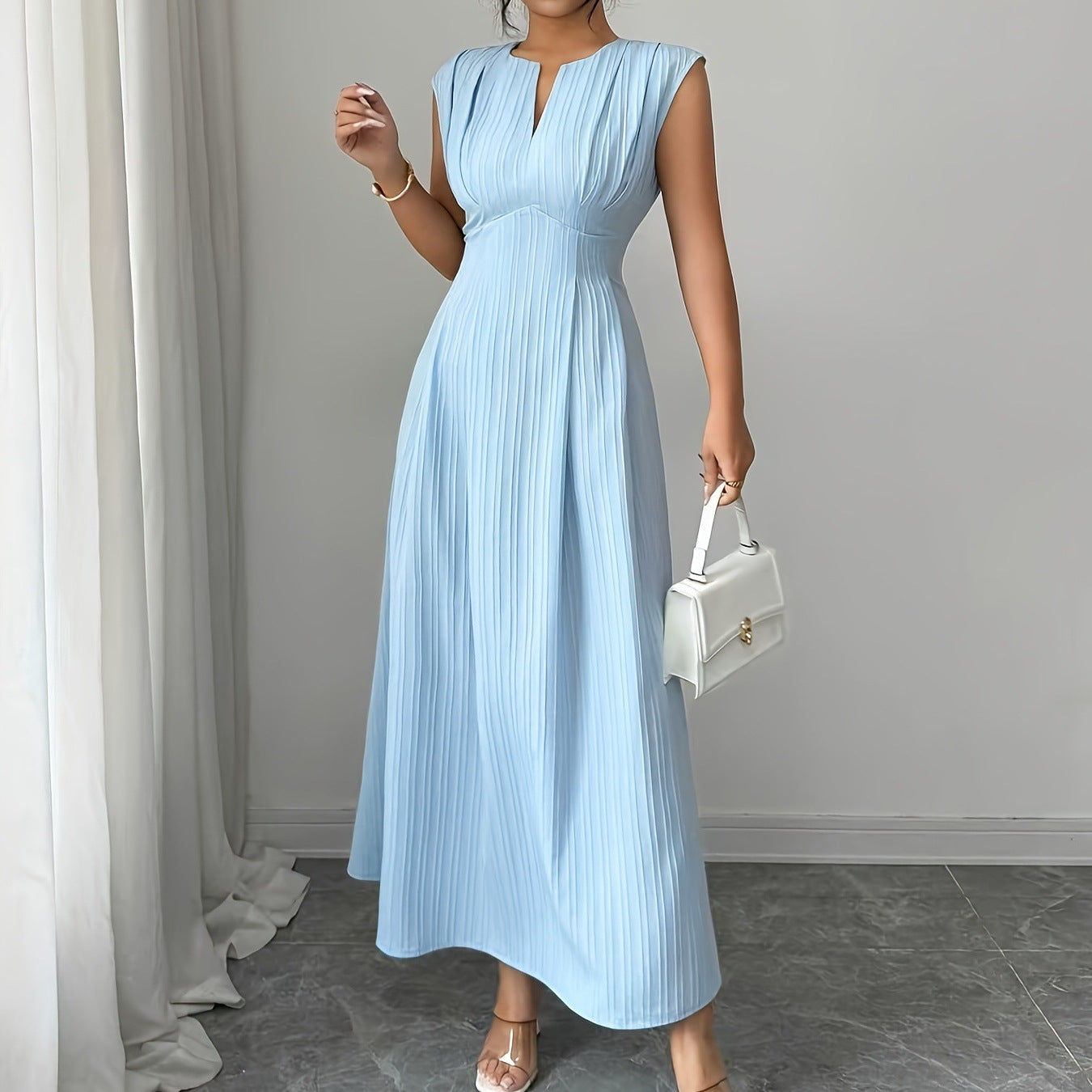 Sleeveless V-Neck A-Line Maxi Dress Main image