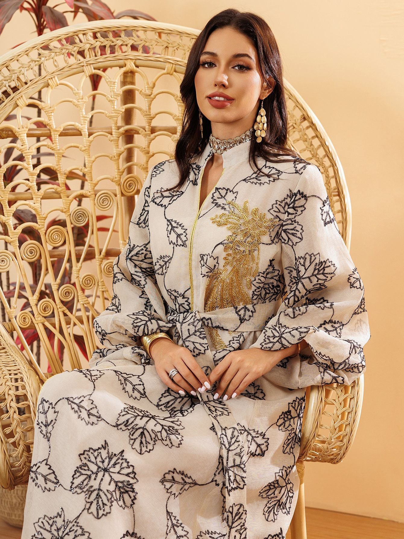 Embroidered Jalabiya Evening Gown
