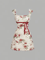 Floral Square-Neck Mini Dress