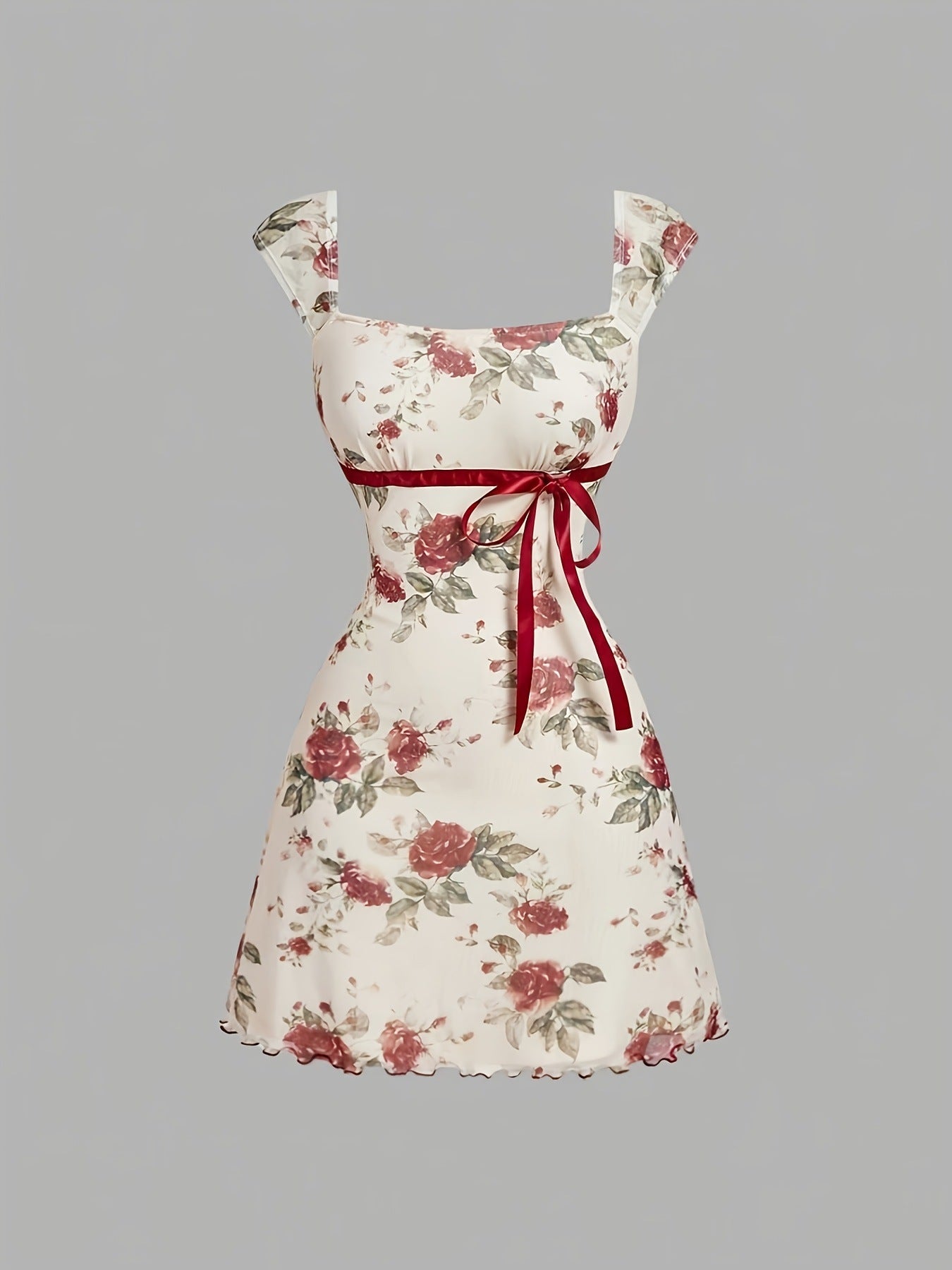 Floral Square-Neck Mini Dress