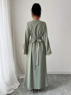 Color-Block V-Neck Maxi Dress
