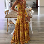 Floral Print Sleeveless V-Neck Maxi Dress