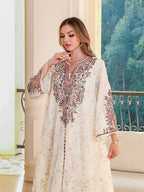 Embroidered Ethnic Robe Maxi Dress