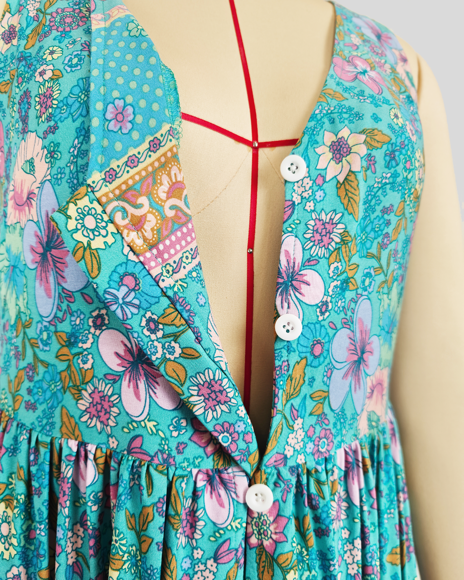 Printed V-Neck Midi Dress