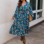 Printed V-Neck Maxi Dress, Plus Size