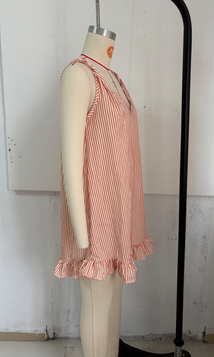 Striped Ruffle Mini Dress
